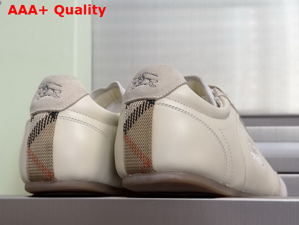 Burberry Leather Knight Runner Sneakers in Dove Beige Replica