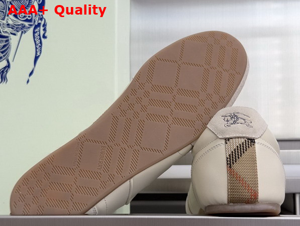 Burberry Leather Knight Runner Sneakers in Dove Beige Replica