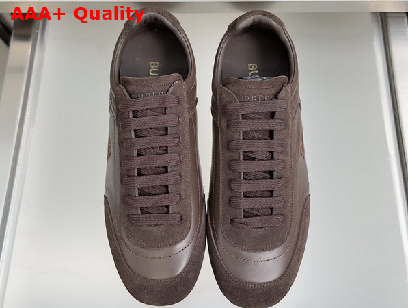 Burberry Leather Knight Runner Sneakers in Moorhen Brown Replica