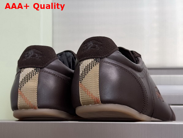 Burberry Leather Knight Runner Sneakers in Moorhen Brown Replica