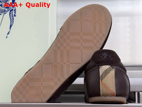 Burberry Leather Knight Runner Sneakers in Moorhen Brown Replica