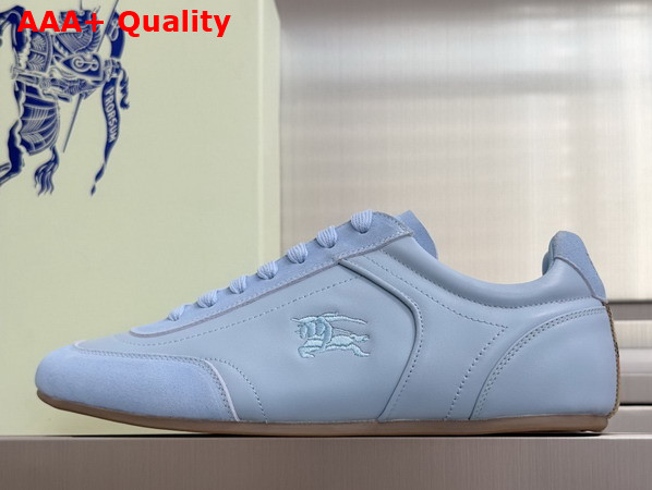 Burberry Leather Knight Runner Sneakers in Sky Blue Replica
