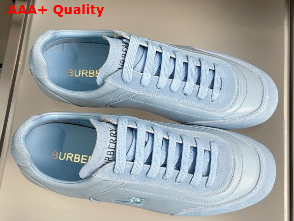 Burberry Leather Knight Runner Sneakers in Sky Blue Replica