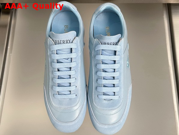 Burberry Leather Knight Runner Sneakers in Sky Blue Replica