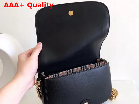 Burberry Leather Link Bag in Black Calf Leather Replica