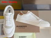 Burberry Leather Suede and Check Cotton Sneakers Neutral White Replica