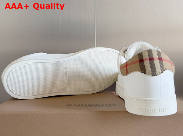 Burberry Leather Suede and Check Cotton Sneakers Neutral White Replica
