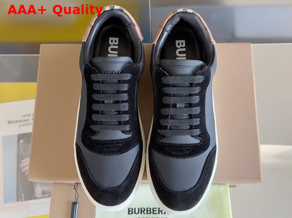 Burberry Leather Suede and Vintage Check Cotton Sneakers in Black Replica