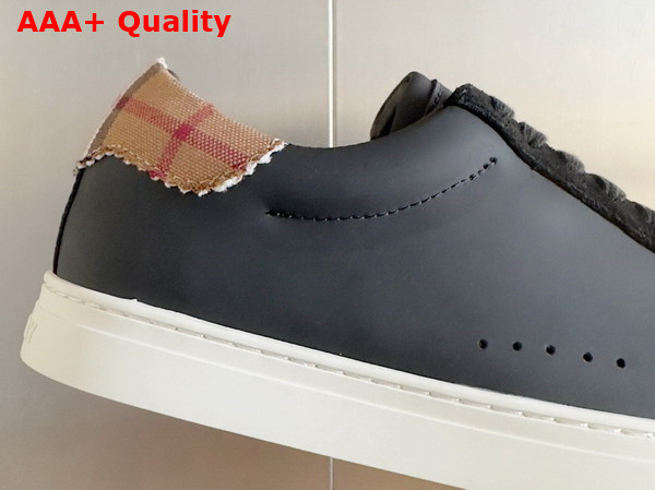 Burberry Leather Suede and Vintage Check Cotton Sneakers in Black Replica