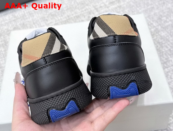 Burberry Leather and Check Terrace Sneakers Black and Sand Replica