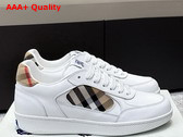 Burberry Leather and Check Terrace Sneakers White and Sand Replica