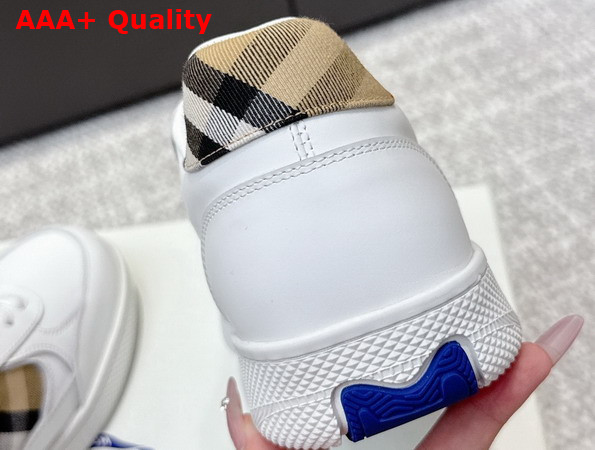 Burberry Leather and Check Terrace Sneakers White and Sand Replica