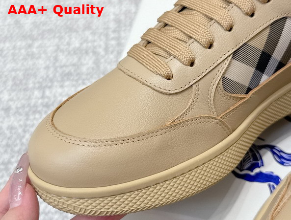 Burberry Leather and Check Terrace Sneakers in Sand Replica