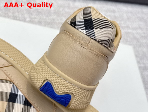 Burberry Leather and Check Terrace Sneakers in Sand Replica