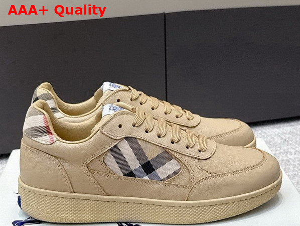 Burberry Leather and Check Terrace Sneakers in Sand Replica