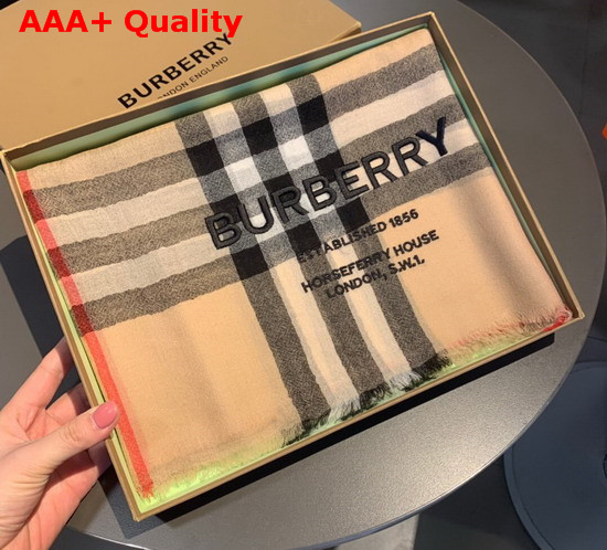 Burberry Lightweight Check Cashmere Scarf in Beige Replica