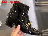 Burberry Link Detail Patent Leather Ankle Boots in Black Replica