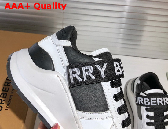 Burberry Logo Detail Leather and Nylon Sneakers Black Optic White Replica