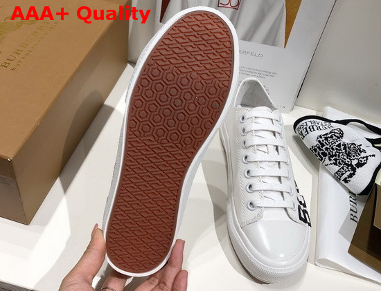 Burberry Logo Print Cotton Gabardine Sneakers Optic White Replica