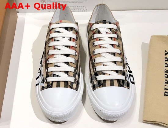 Burberry Logo Print Vintage Check Cotton Sneakers Archive Beige Replica