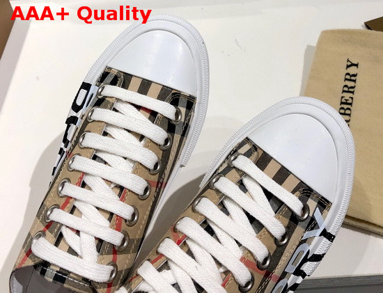 Burberry Logo Print Vintage Check Cotton Sneakers Archive Beige Replica