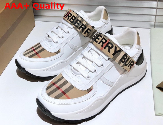 Burberry Logo Print Vintage Check and Leather Sneakers Archive Beige Replica