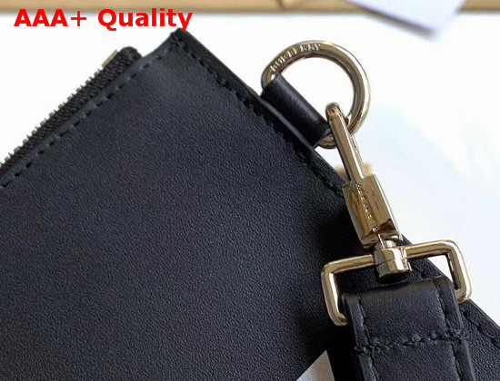 Burberry Logo Print Zip Pouch in Black Calf Leather Replica
