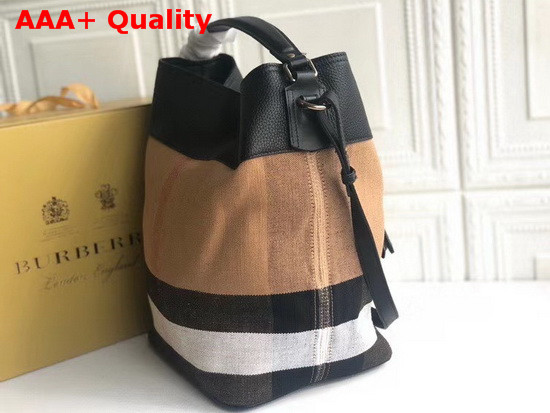 Burberry Medium Ashby in Canvas Check and Leather Black Replica