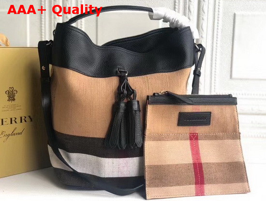 Burberry Medium Ashby in Canvas Check and Leather Black Replica