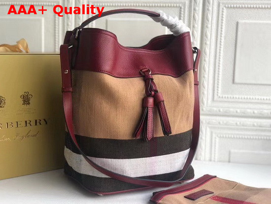 Burberry Medium Ashby in Canvas Check and Leather Cinnamon Red Replica