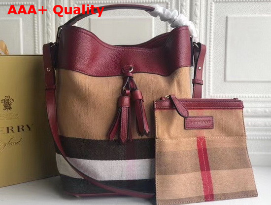 Burberry Medium Ashby in Canvas Check and Leather Cinnamon Red Replica