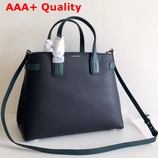 Burberry Medium Banner in Two Tone Leather Black and Sea Green Replica