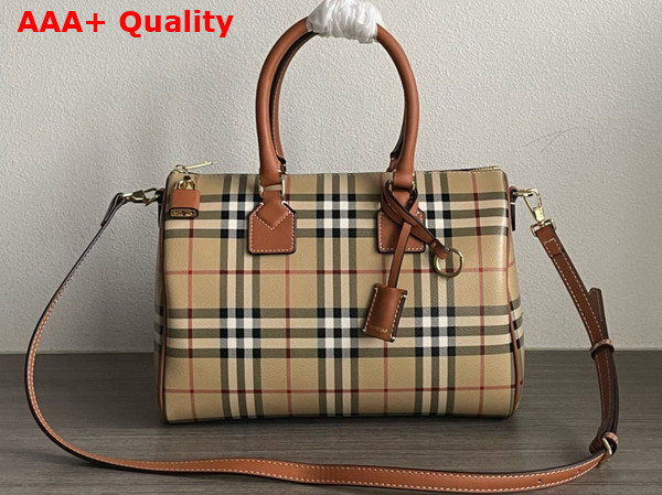 Burberry Medium Check Bowling Bag Archive Beige and Briar Brown Burberry Check Replica