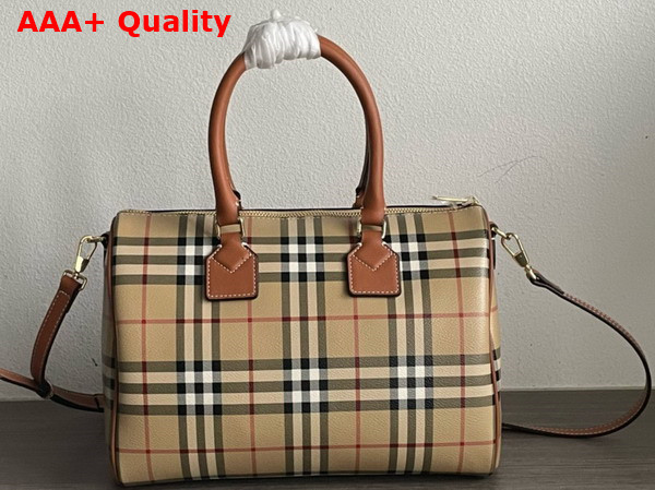 Burberry Medium Check Bowling Bag Archive Beige and Briar Brown Burberry Check Replica