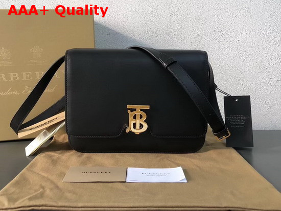 Burberry Medium Leather TB Bag in Black Calf Leather Replica