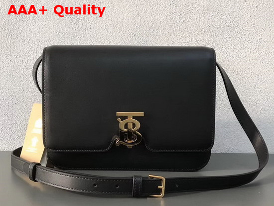 Burberry Medium Leather TB Bag in Black Calf Leather Replica