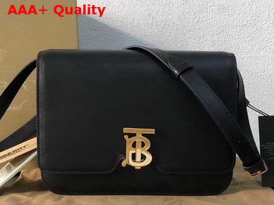 Burberry Medium Leather TB Bag in Black Calf Leather Replica