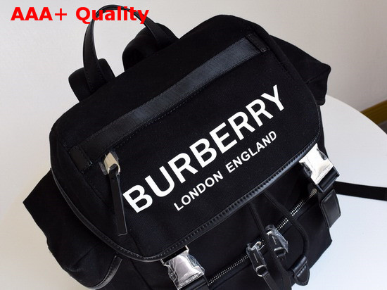 Burberry Medium Logo Detail Cotton Blend Backpack in Black Replica