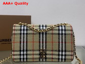 Burberry Medium Lola Bag in Archive Beige Burberry Check Boucle and Lined in a Cotton Blend Replica