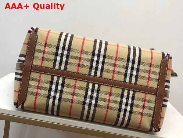 Burberry Medium London Tote Bag Briar Brown Black Check Canvas Replica
