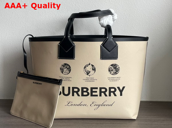 Burberry Medium London Tote Bag in Cotton and Leather Replica