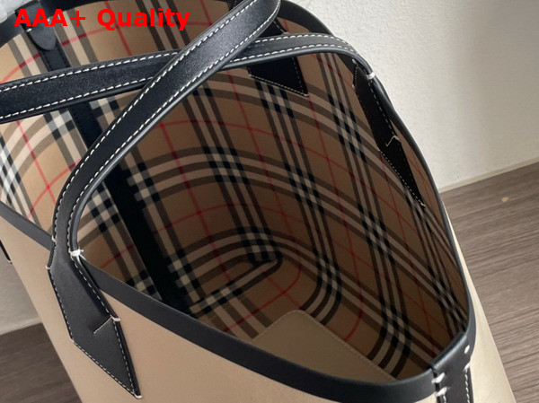 Burberry Medium London Tote Bag in Cotton and Leather Replica