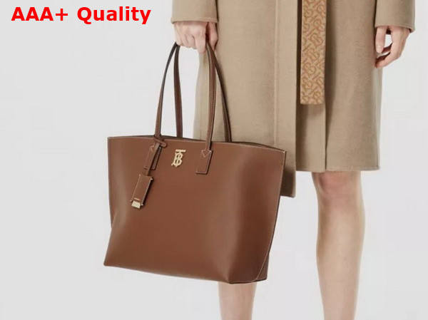 Burberry Medium Monogram Motif Leather Tote in Tan Replica