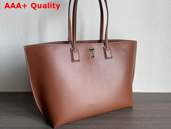 Burberry Medium Monogram Motif Leather Tote in Tan Replica