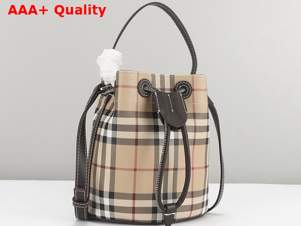 Burberry Mini Check Bucket Bag in Archive Beige and Military Replica