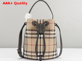 Burberry Mini Check Bucket Bag in Archive Beige and Military Replica