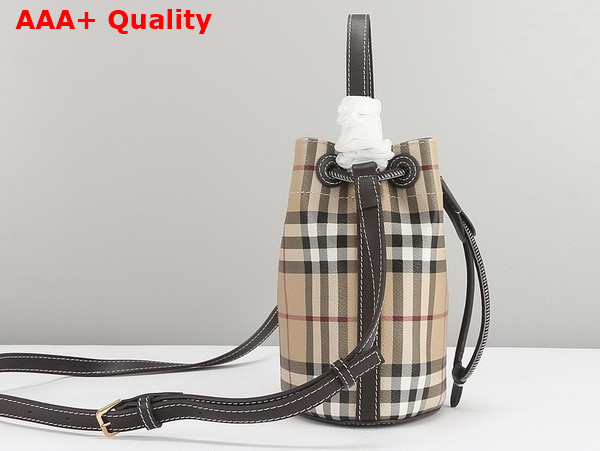 Burberry Mini Check Bucket Bag in Archive Beige and Military Replica