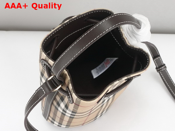 Burberry Mini Check Bucket Bag in Archive Beige and Military Replica