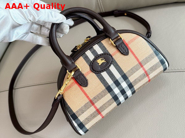 Burberry Mini Highlands Bowling Bag in Sand Beige Replica