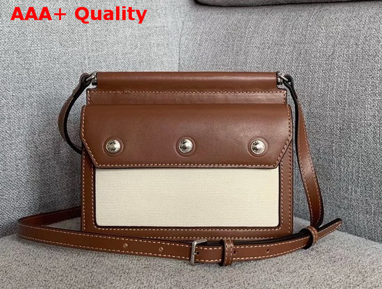 Burberry Mini Horseferry Print Title Bag with Pocket Detail Natural and Malt Brown Replica